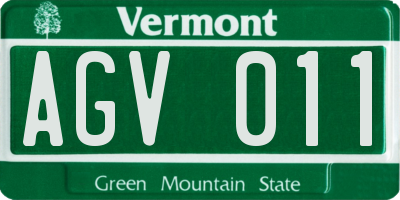 VT license plate AGV011
