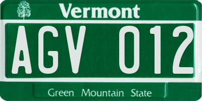 VT license plate AGV012