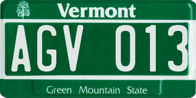 VT license plate AGV013