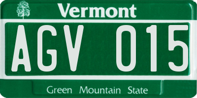 VT license plate AGV015