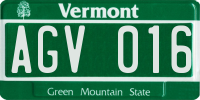 VT license plate AGV016