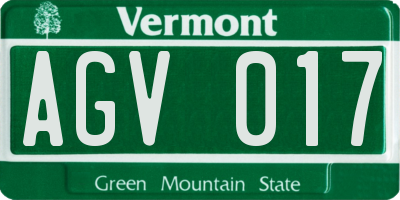 VT license plate AGV017