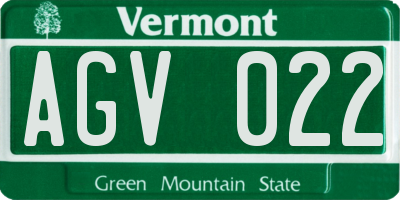 VT license plate AGV022