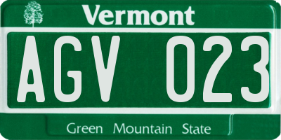 VT license plate AGV023
