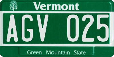 VT license plate AGV025