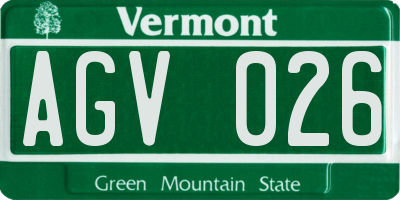 VT license plate AGV026