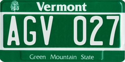 VT license plate AGV027
