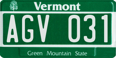 VT license plate AGV031