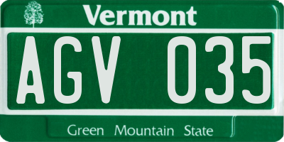 VT license plate AGV035