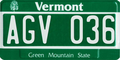 VT license plate AGV036