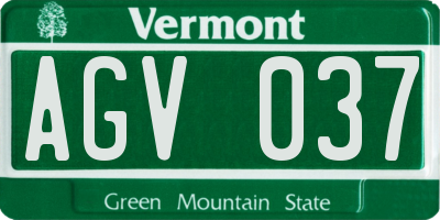 VT license plate AGV037
