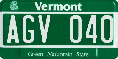 VT license plate AGV040