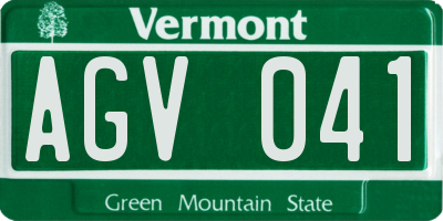 VT license plate AGV041