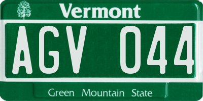 VT license plate AGV044