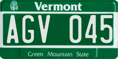 VT license plate AGV045