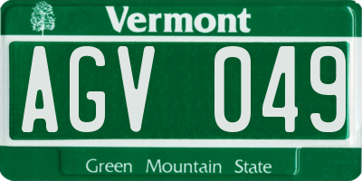 VT license plate AGV049