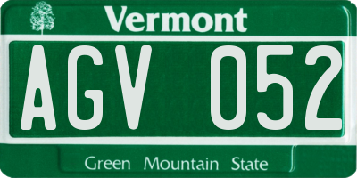 VT license plate AGV052