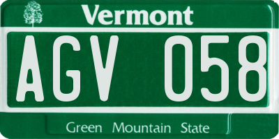VT license plate AGV058