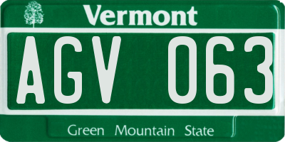 VT license plate AGV063