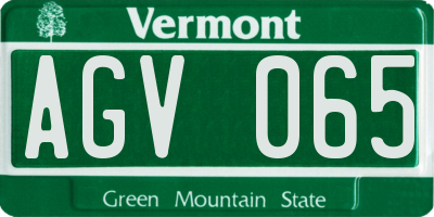 VT license plate AGV065