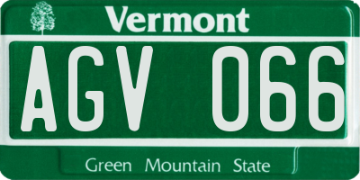 VT license plate AGV066