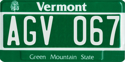 VT license plate AGV067