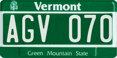 VT license plate AGV070