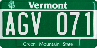 VT license plate AGV071