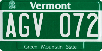 VT license plate AGV072