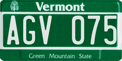 VT license plate AGV075