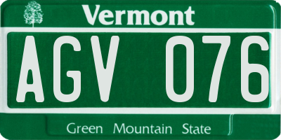 VT license plate AGV076