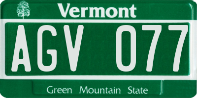 VT license plate AGV077