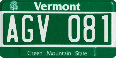 VT license plate AGV081