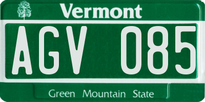 VT license plate AGV085