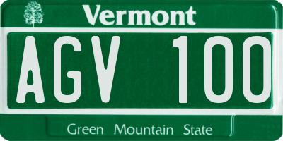 VT license plate AGV100