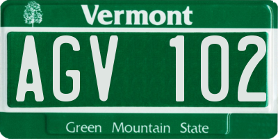 VT license plate AGV102