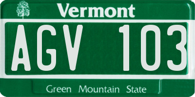 VT license plate AGV103