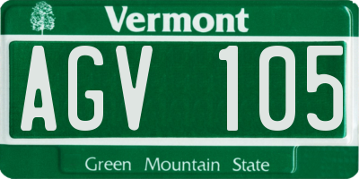VT license plate AGV105