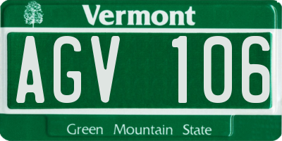 VT license plate AGV106
