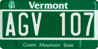VT license plate AGV107