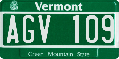 VT license plate AGV109
