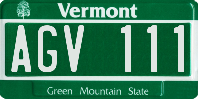 VT license plate AGV111