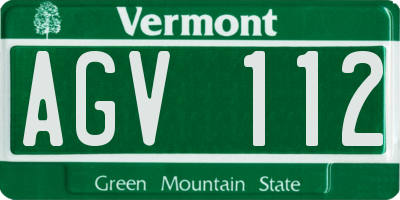 VT license plate AGV112