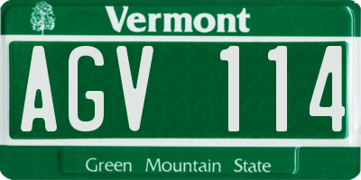 VT license plate AGV114