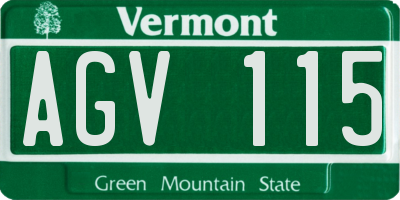 VT license plate AGV115