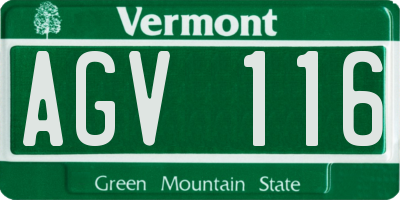 VT license plate AGV116