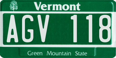 VT license plate AGV118