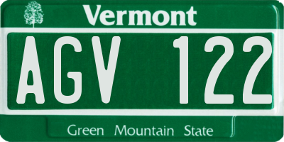 VT license plate AGV122