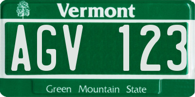 VT license plate AGV123