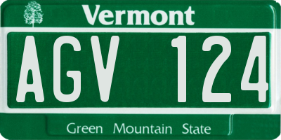 VT license plate AGV124